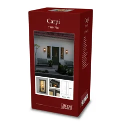 Buitenwandlamp Carpi, zwart, breedte 20,5cm