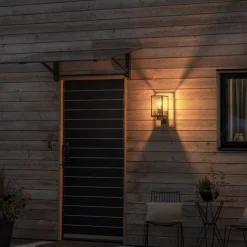 Buitenwandlamp Carpi, zwart, breedte 16,5 cm