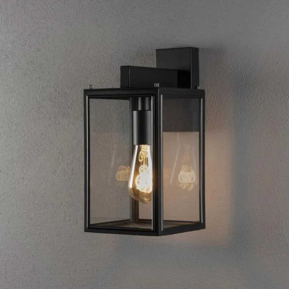 Buitenwandlamp Carpi, zwart, breedte 16,5 cm