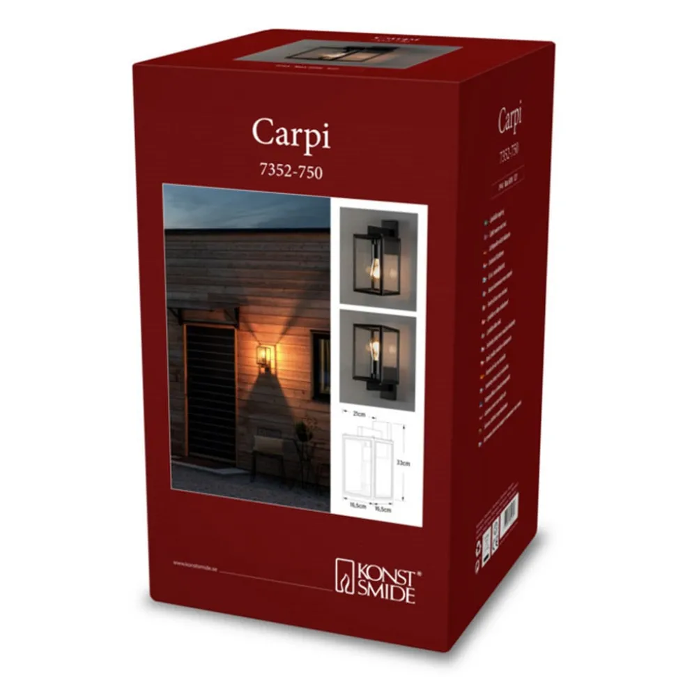 Buitenwandlamp Carpi, zwart, breedte 16,5 cm