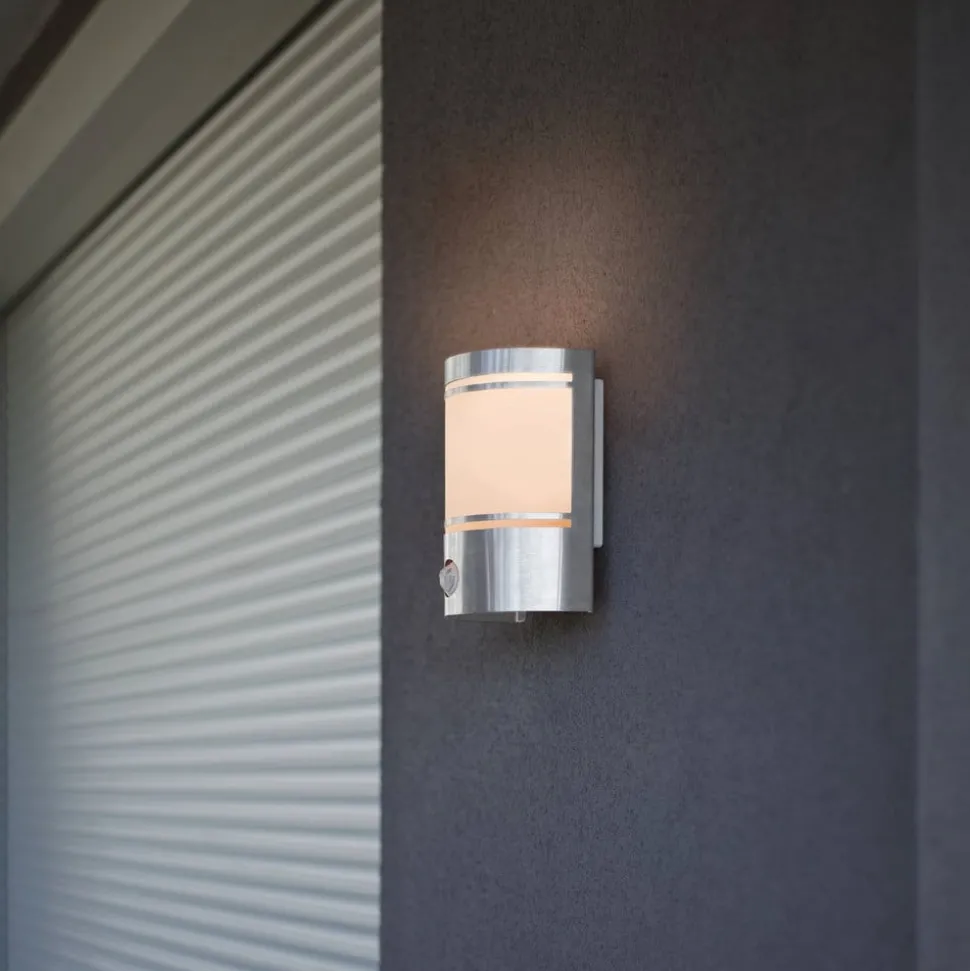 Buitenwandlamp Cerno met bewegingsmelder, rvs