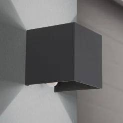 Buitenwandlamp Cube-S, antraciet, metaal, sensor