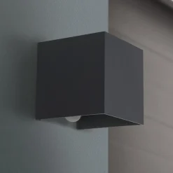 Buitenwandlamp Cube-S, antraciet, metaal, sensor