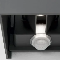 Buitenwandlamp Cube-S, antraciet, metaal, sensor