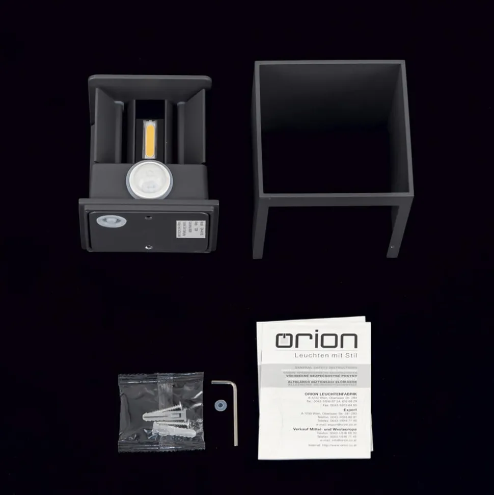 Buitenwandlamp Cube-S, antraciet, metaal, sensor