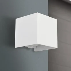 Buitenwandlamp Cube-S, wit, metaal, bewegingsmelder