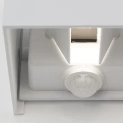 Buitenwandlamp Cube-S, wit, metaal, bewegingsmelder