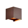 Buitenwandlamp Davos, corten, hoekig, dimbaar aluminium