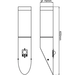 Buitenwandlamp Dody Sensor, zwart, metaal, kunststof