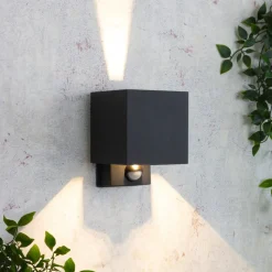 Buitenwandlamp Dubai, antraciet, breedte 10 cm, sensor