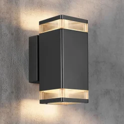 Buitenwandlamp Elm in zwart, 2-lamps