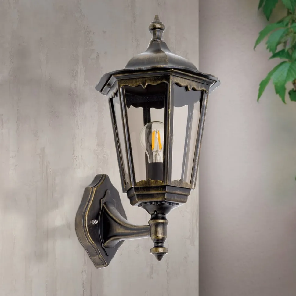 Buitenwandlamp Fabio in zwart-goud