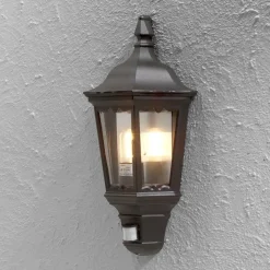 Buitenwandlamp Firenze halve schaal, sensor, zwart