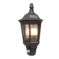 Buitenwandlamp Firenze halve schaal, sensor, zwart