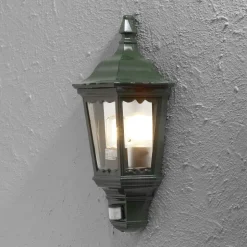 Buitenwandlamp Firenze halve schaal, sensor, groen