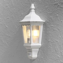 Buitenwandlamp Firenze halve schaal, sensor, wit