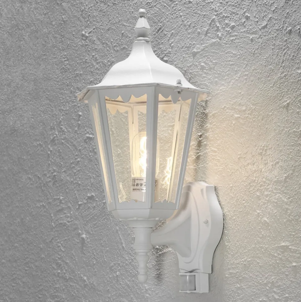 Buitenwandlamp Firenze w. sensor, vrijstaand, wit