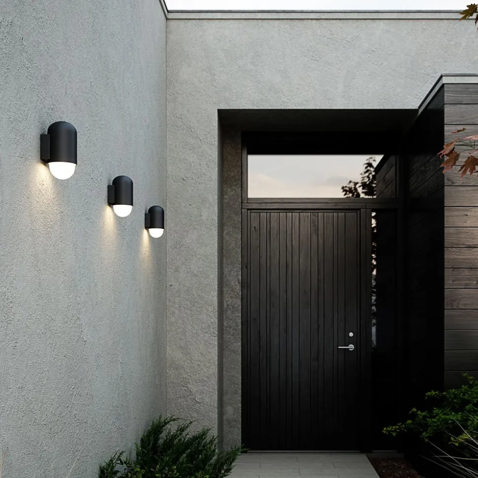 Buitenwandlamp Heka, zwart, aluminium, hoogte 21,6 cm