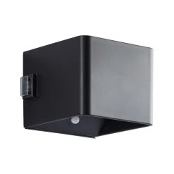 Buitenwandlamp Iseo, zwart, breedte 10 cm, sensor