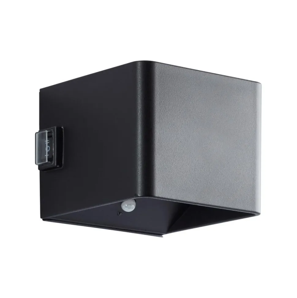 Buitenwandlamp Iseo, zwart, breedte 10 cm, sensor