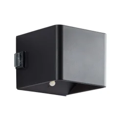 Buitenwandlamp Iseo, zwart, breedte 10 cm, sensor