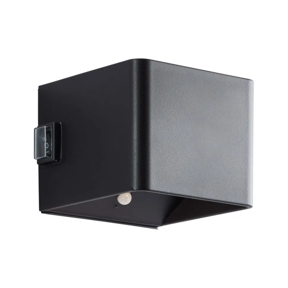 Buitenwandlamp Iseo, zwart, breedte 10 cm, sensor