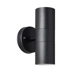 Buitenwandlamp Jandy up/down, zwart, metaal, glas, GU10