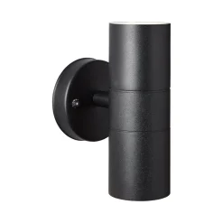 Buitenwandlamp Jandy up/down, zwart, metaal, glas, GU10