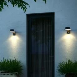 Buitenwandlamp Justina op zonne-energie, zwart, sensor, metaal