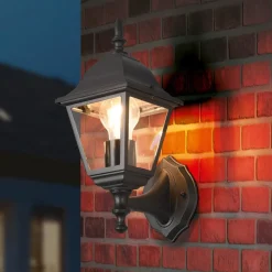 Buitenwandlamp Livenza, fitting boven, zwart, aluminium