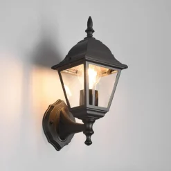 Buitenwandlamp Livenza, fitting boven, zwart, aluminium