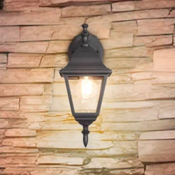 Buitenwandlamp Livenza, fitting onderaan, zwart, aluminium