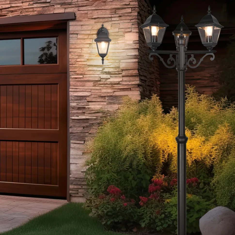 Buitenwandlamp Livenza, fitting onderaan, zwart, aluminium