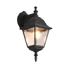 Buitenwandlamp Livenza, fitting onderaan, zwart, aluminium