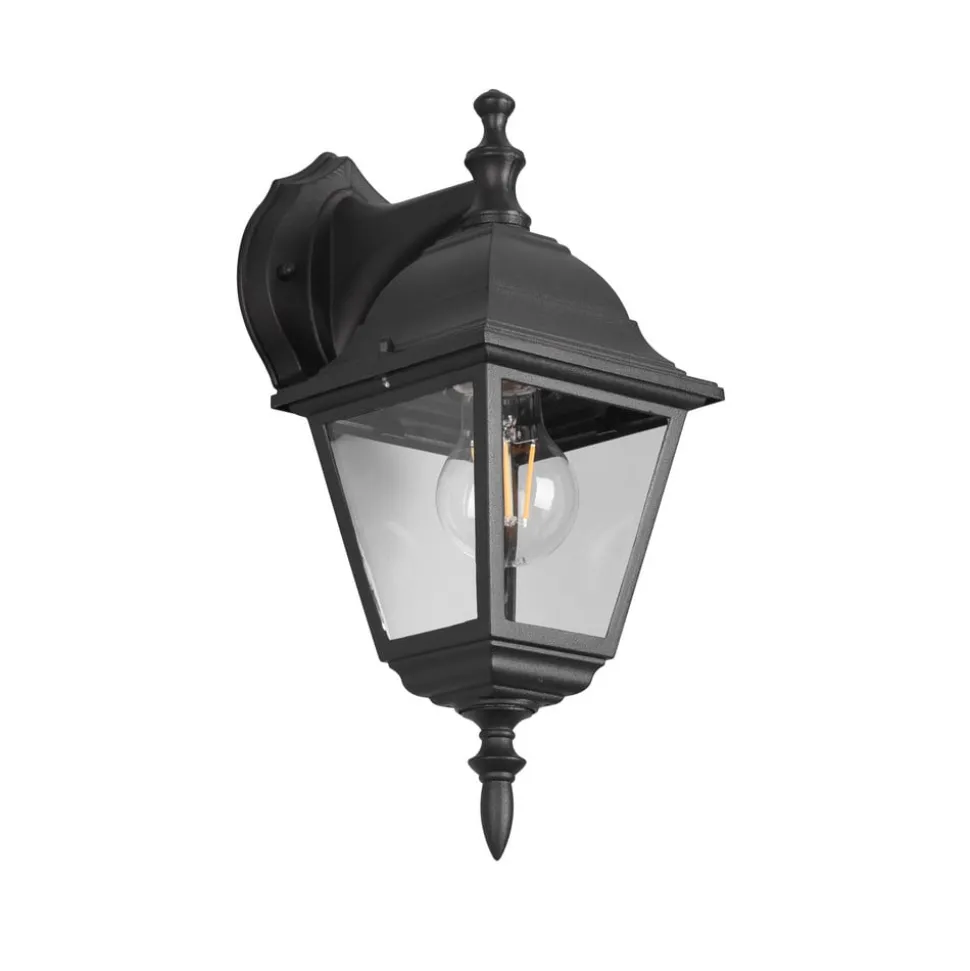 Buitenwandlamp Livenza, fitting onderaan, zwart, aluminium