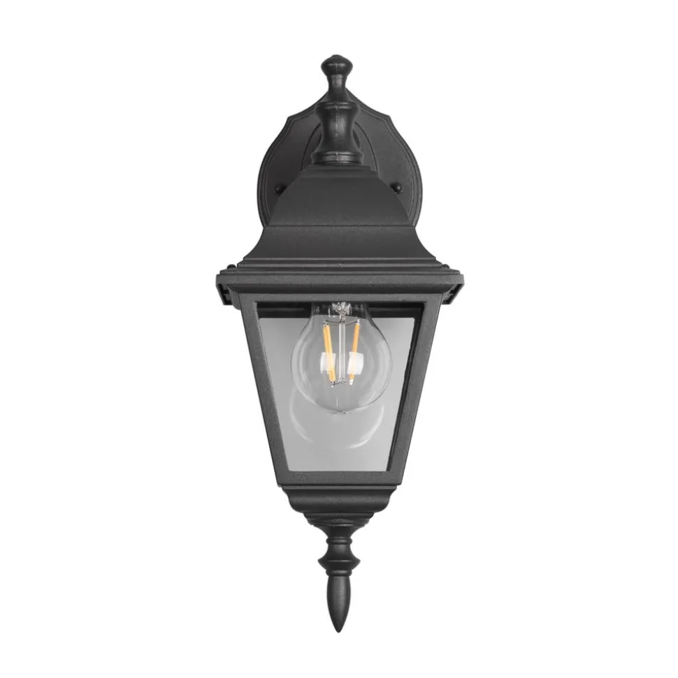 Buitenwandlamp Livenza, fitting onderaan, zwart, aluminium