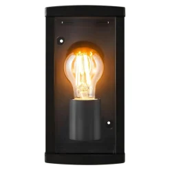 Buitenwandlamp Luchy, lantaarn, zwart, metaal, E27