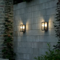 Buitenwandlamp Luchy, lantaarn, zwart, metaal, E27