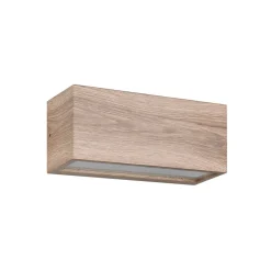 Buitenwandlamp Mayenne, houtkleurig, up- & downlight, hoekig