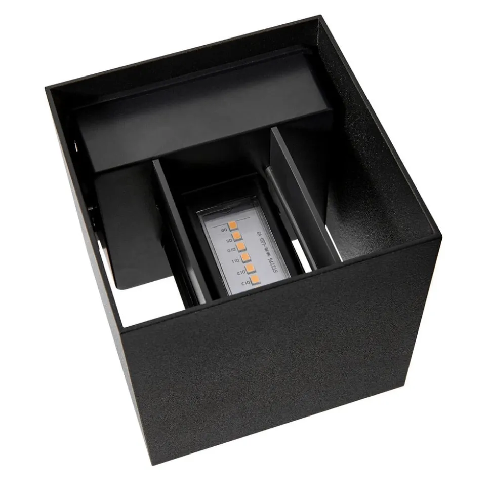 Buitenwandlamp Milda kubi, zwart, omhoog/omlaag, aluminium