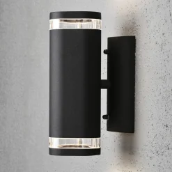 Buitenwandlamp Modena met sleuf, 2-lamps zwart