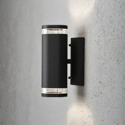 Buitenwandlamp Modena met sleuf, 2-lamps zwart