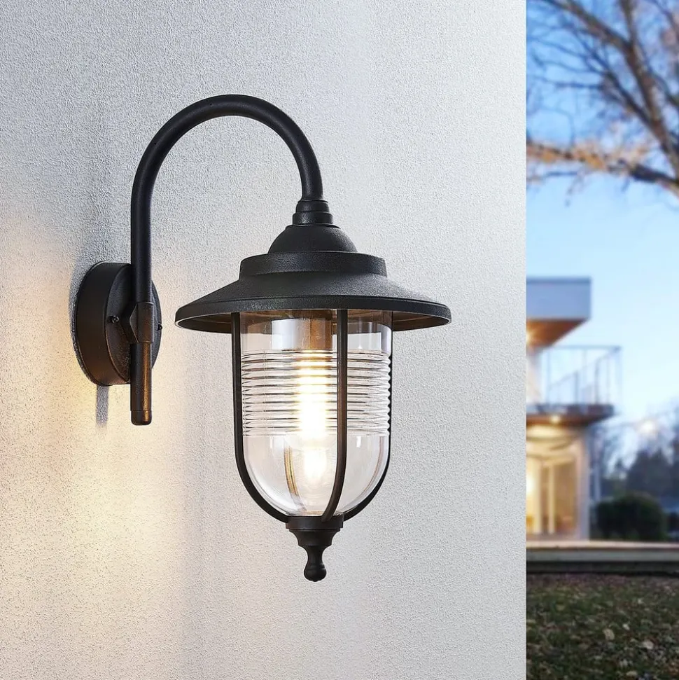 Buitenwandlamp Naisha, diffusser met groeven