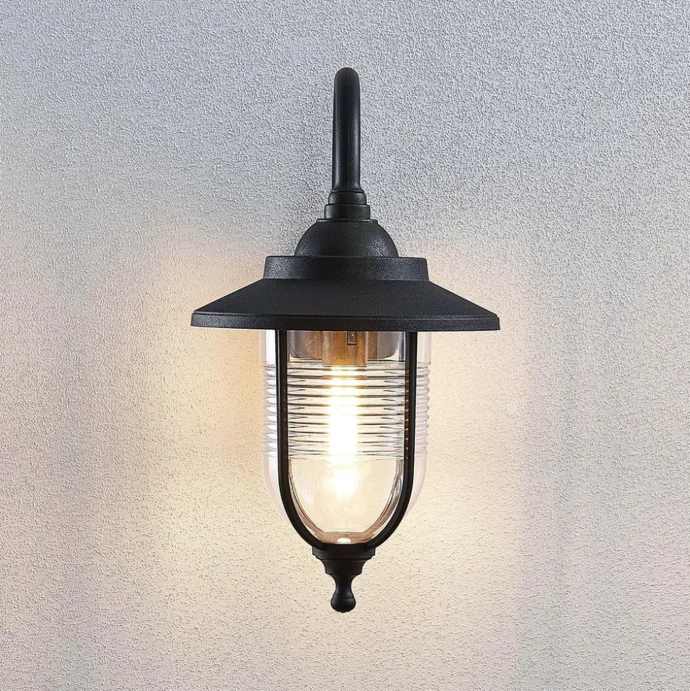 Buitenwandlamp Naisha, diffusser met groeven