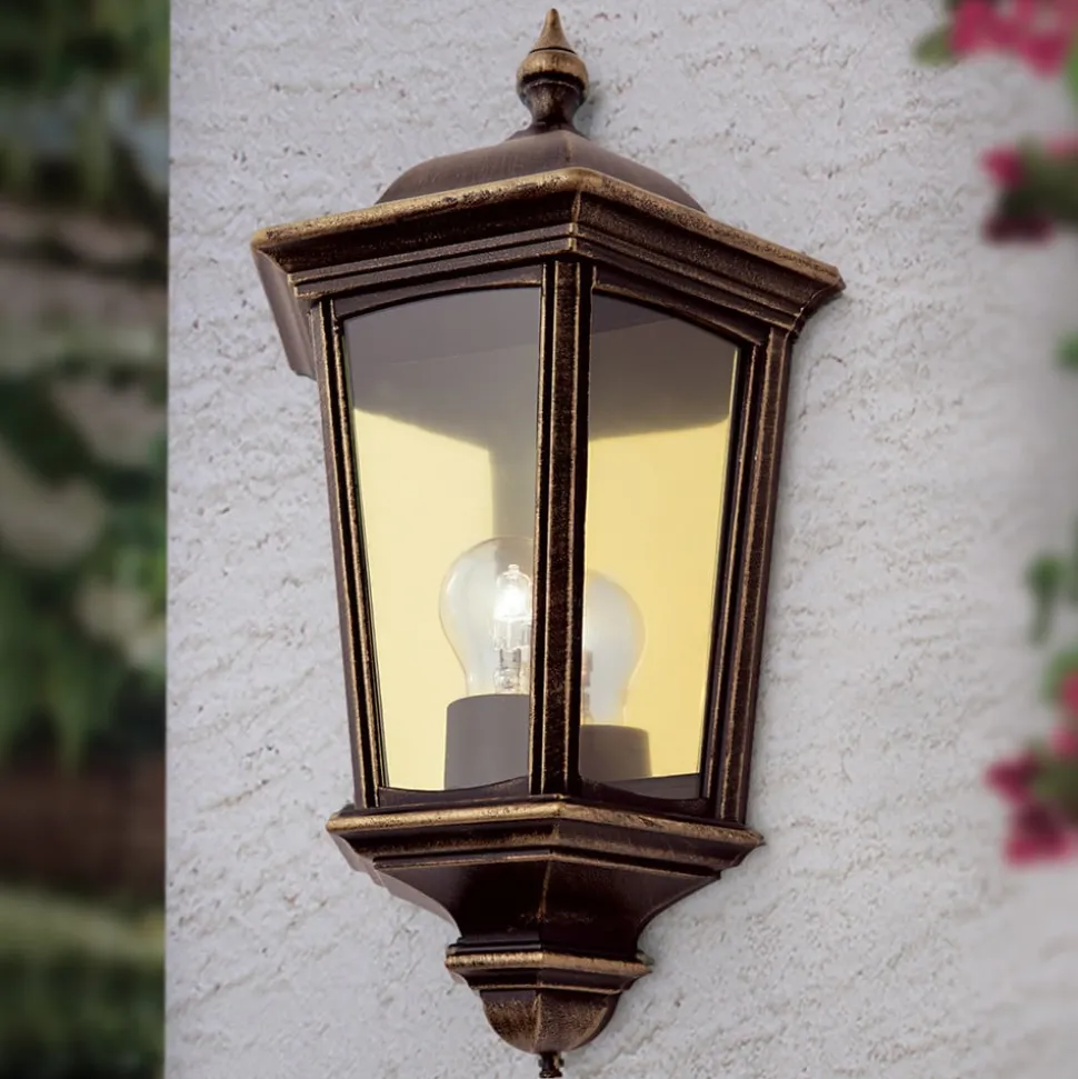 Buitenwandlamp Puchberg, direct, zwart-goud