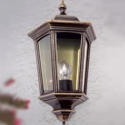 Buitenwandlamp Puchberg, direct, zwart-goud