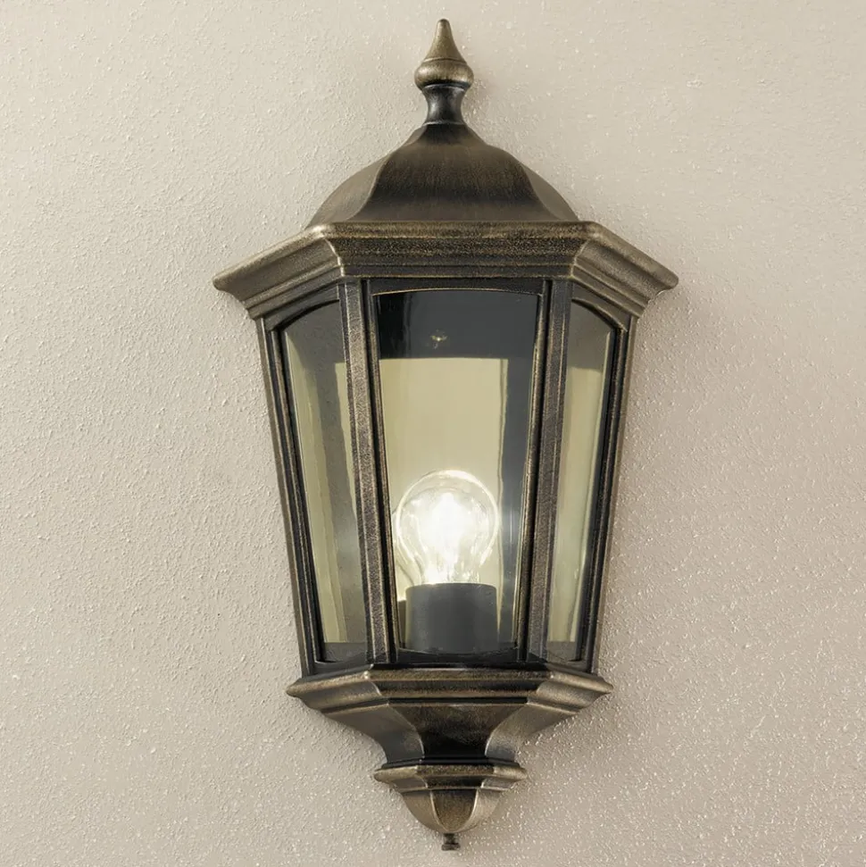 Buitenwandlamp Puchberg, direct, zwart-goud