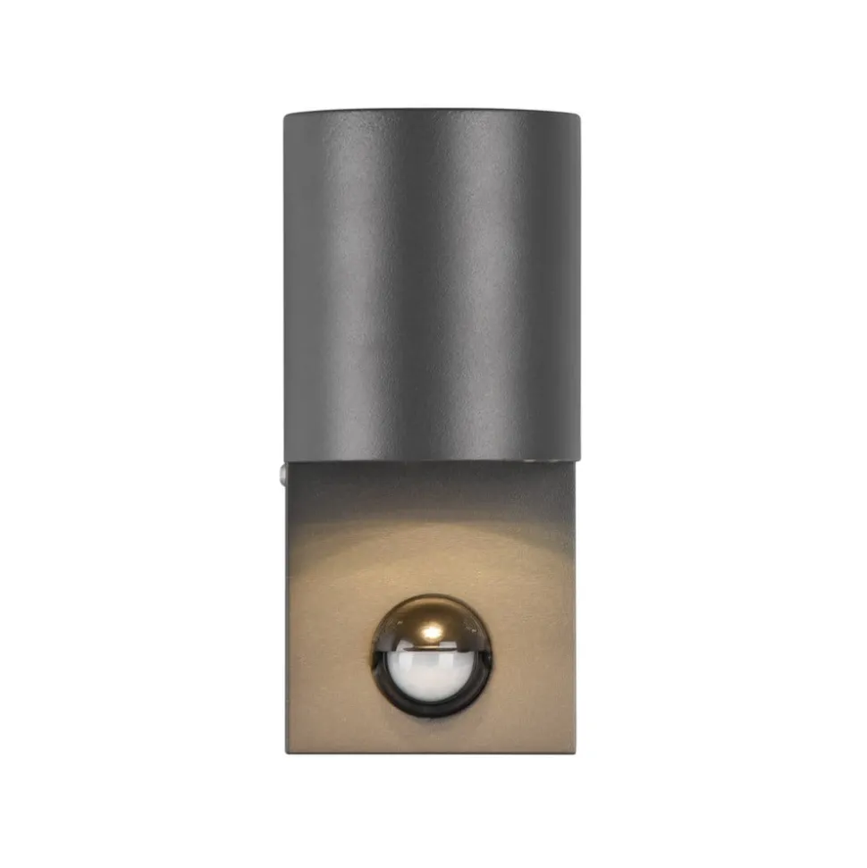 Buitenwandlamp Roya 1-lamp, sensor, rond antraciet