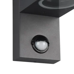 Buitenwandlamp Roya 1-lamp, sensor, rond antraciet