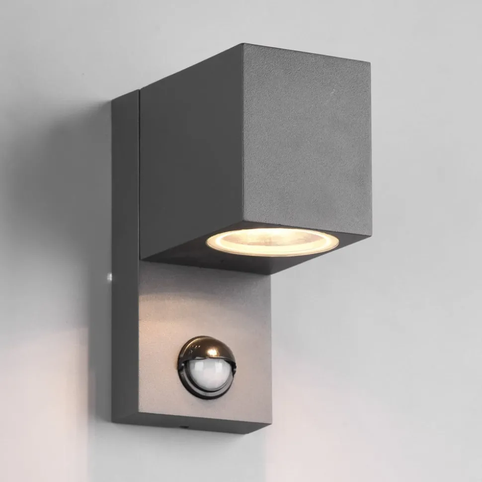 Buitenwandlamp Roya 1-lamp sensor hoekig antraciet